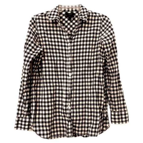 J. Crew navy and white gingham button down shirt - Picture 13 of 16